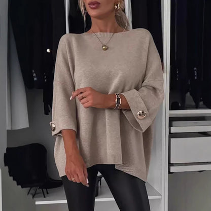 Dames élégant et confortable pull surdimensionné avec détails de bouton décoratifs Chic und Stil