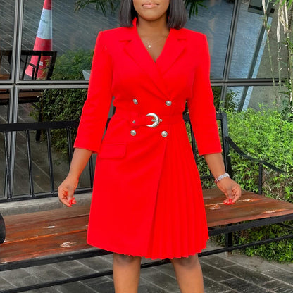 Robe blazer pour femmes avec ceinture cintrée et détails de boutons élégants Chic und Stil