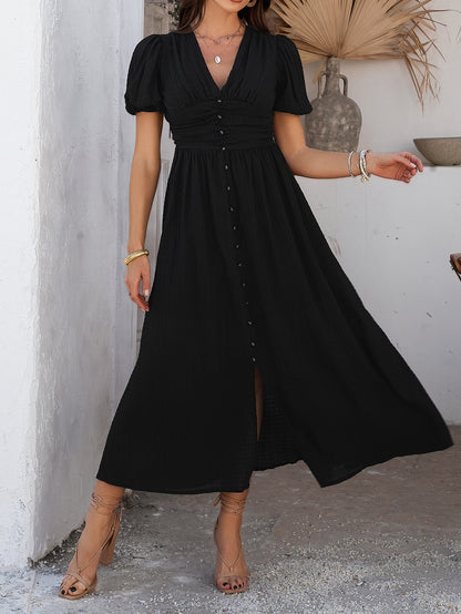 Robe maxi élégante à boutons pour femmes Chic und Stil