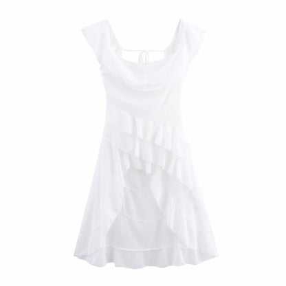 Robe maxi off-shoulder pour femmes avec des détails de volants volumineux et un ourlet flottant Chic und Stil