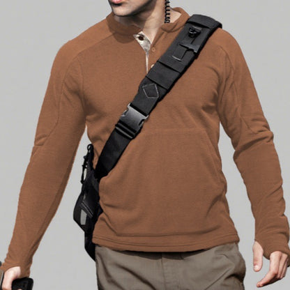 Men's fleece pullover with a stylish high collar and practical buttons Chic und Stil