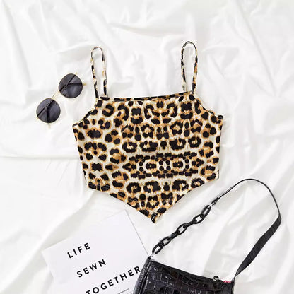 Dame Crop-top au motif léopard tendance Chic und Stil