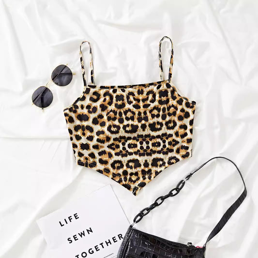 Dame Crop-top au motif léopard tendance Chic und Stil