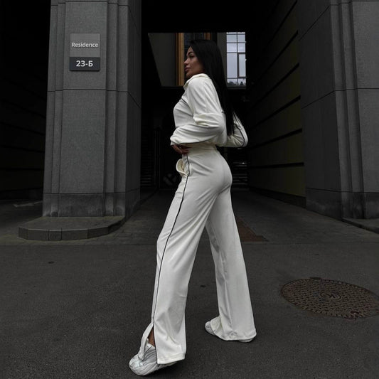 Dames Ensemble de training en molleton cropped sportif Chic und Stil