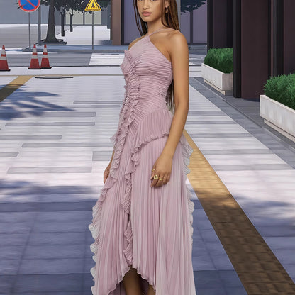 Robe portefeuille élégante pour femmes avec volants plissés et ourlet asymétrique Chic und Stil