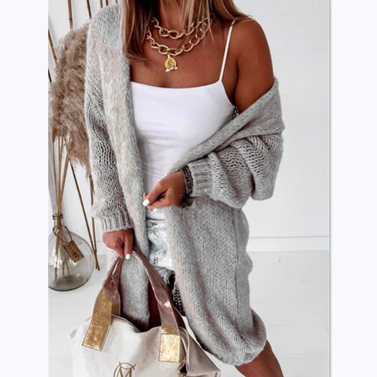 Dames gros tricot cardigan avec devant ouvert et coupe décontractée Chic und Stil