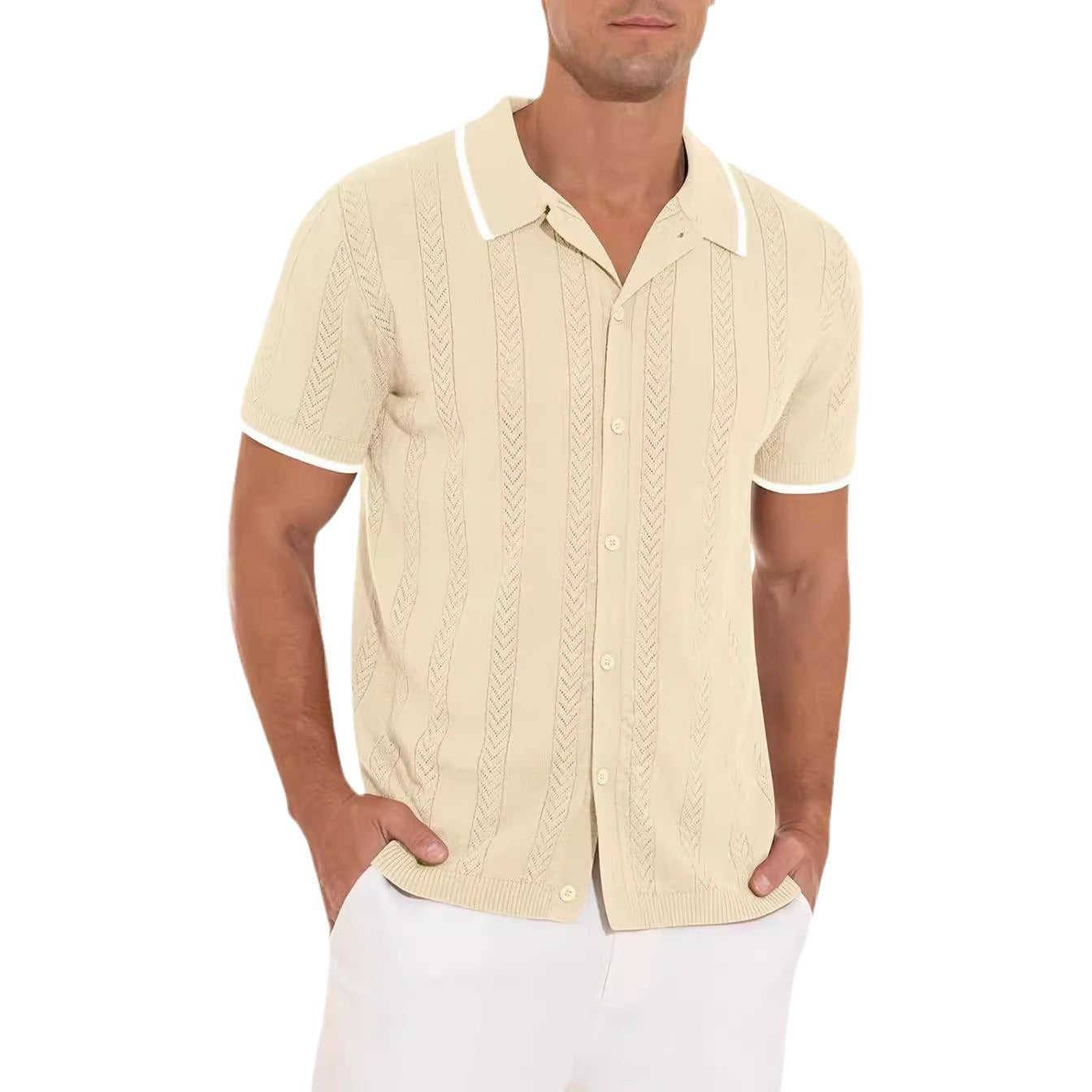 Chemise polo à manches courtes pour hommes avec design texturé Chic und Stil