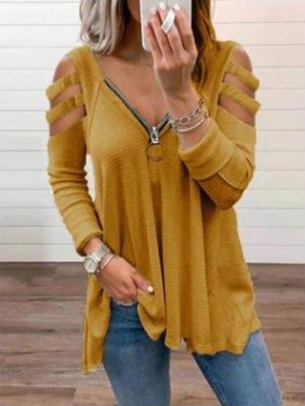 Dames pull en tricot avec des manches à découpes tendance Chic und Stil