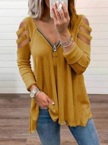 Dames pull en tricot avec des manches à découpes tendance Chic und Stil