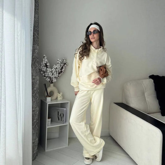 Dames Ensemble de sweat à capuche douillet avec pantalons élastiques et poches pratiques Mode Heidi