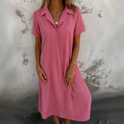 Robe maxi décontractée pour femmes avec col et manches courtes Chic und Stil