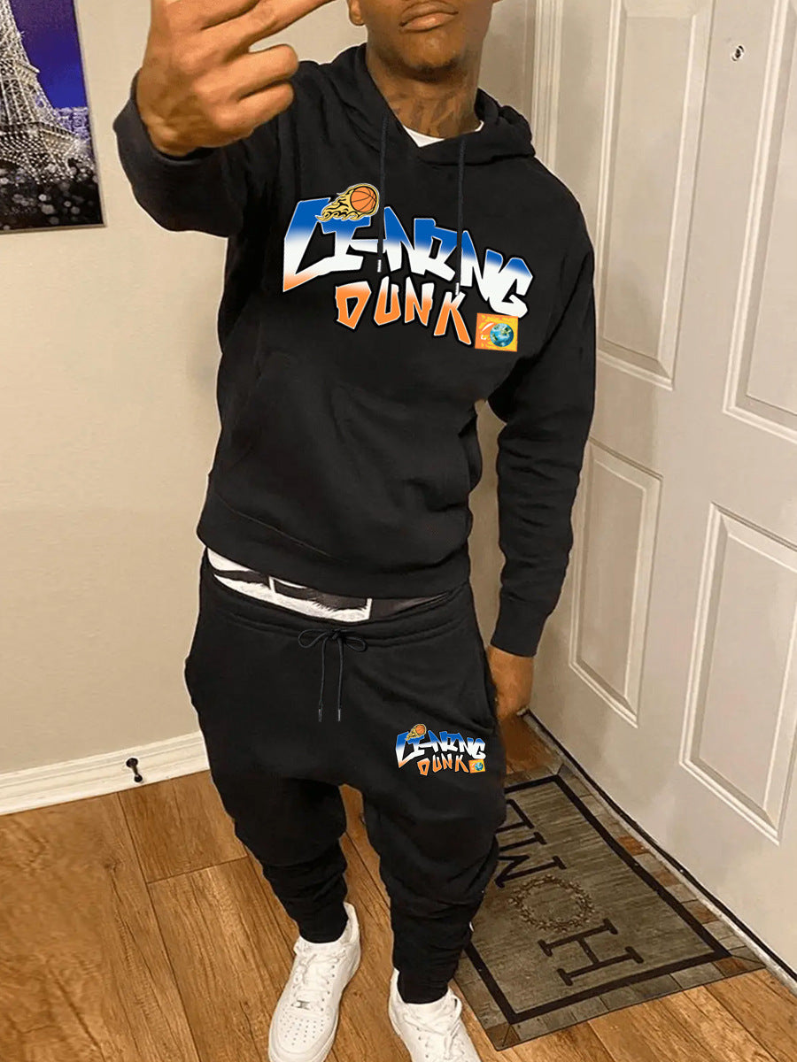 Women's sporty hoodie and jogger pants set with creative basketball design Chic und Stil