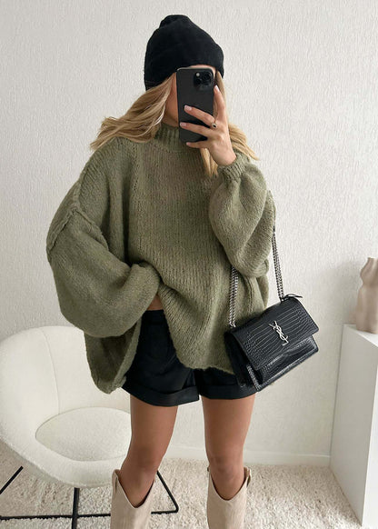 Pull oversized décontracté pour femme avec des manches longues et une coupe atypique Chic und Stil