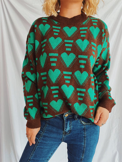 Pull en tricot pour femmes au design moderne en forme de cœur avec une coupe ample Chic und Stil