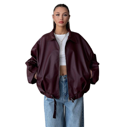 Dames élégante veste en cuir synthétique Chic und Stil