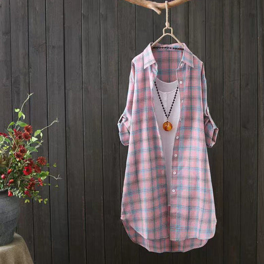 Blouse à boutons légère à carreaux Chic und Stil pour femmes