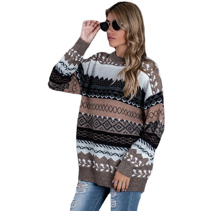 Pull en tricot pour femmes avec motif ethnique et coupe décontractée Chic und Still