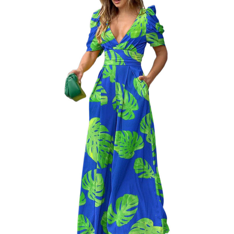 Robe Maxi Imprimée Florale Tropicale Femme Chic und Stil