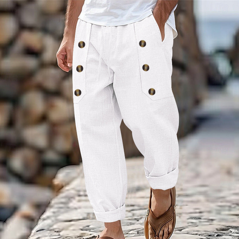 Men's casual cargo pants with practical button details and comfortable pockets Chic and style