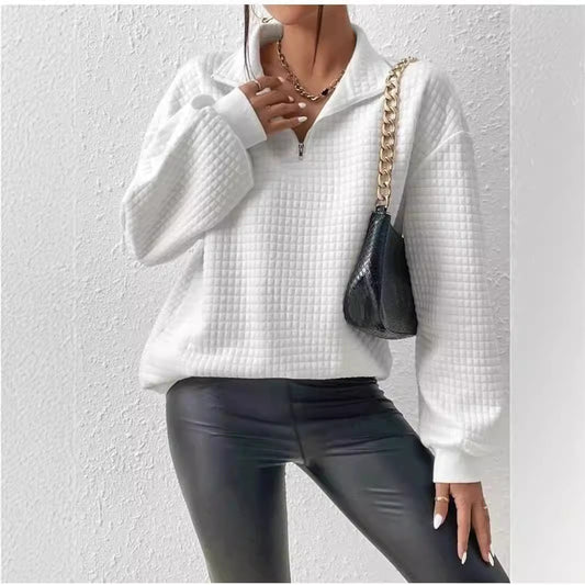 Sweatshirt oversize pour femmes avec col montant et design texturé Chic und Stil