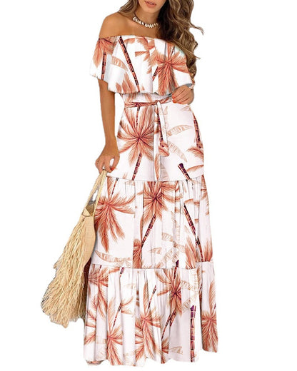 Robe maxi off-shoulder pour femmes avec jupe fluide et asymétrique Chic und Stil