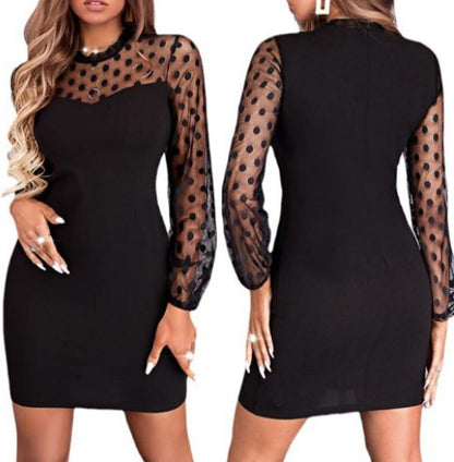 Robe mini à manches transparentes à pois Chic und Stil