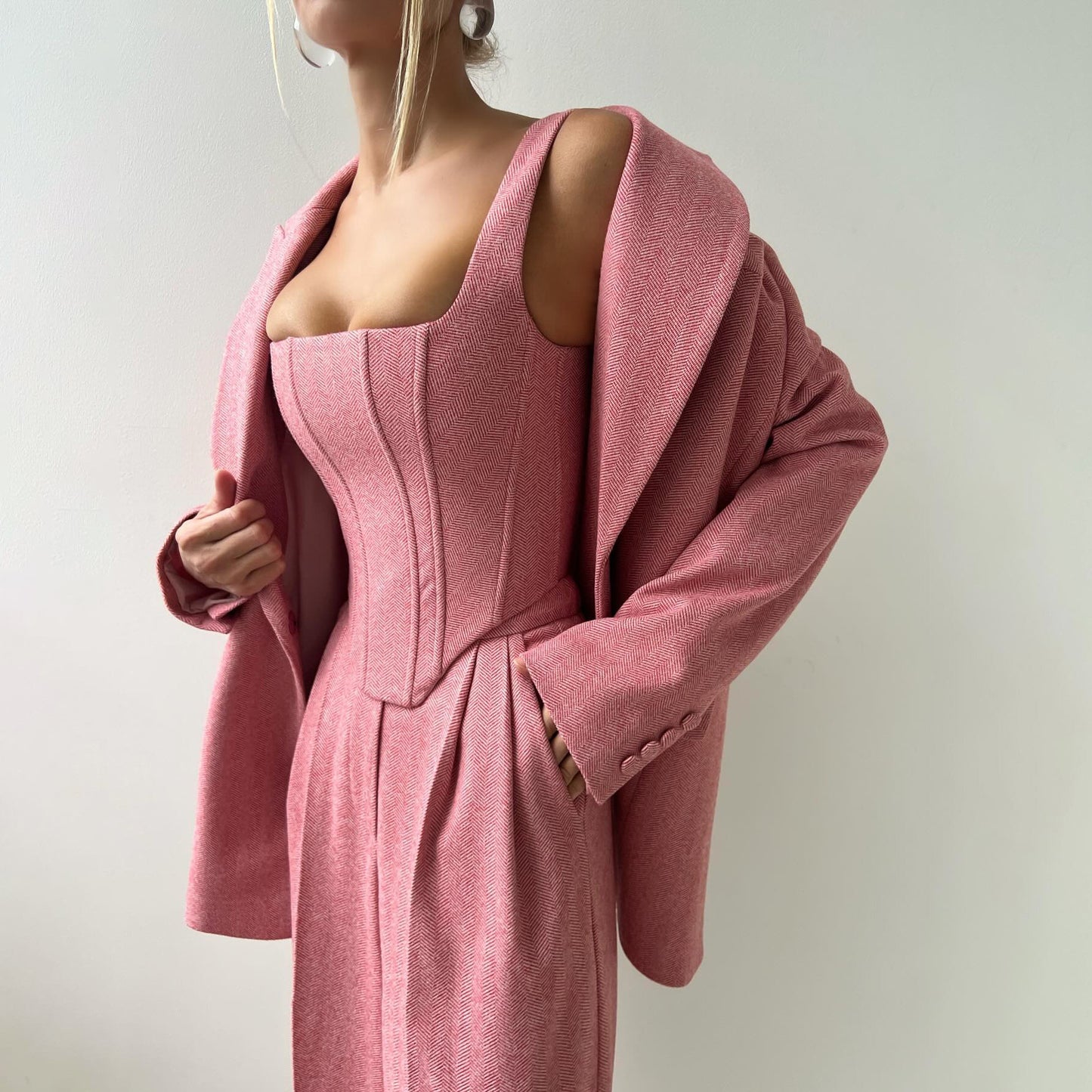 Dames Élégante combinaison blazer et robe corset Chic und Stil