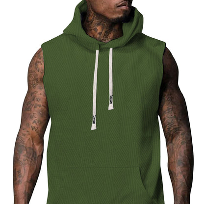 T-shirt à capuche sans manches pour hommes avec design texturé et poche kangourou pratique Chic und Stil