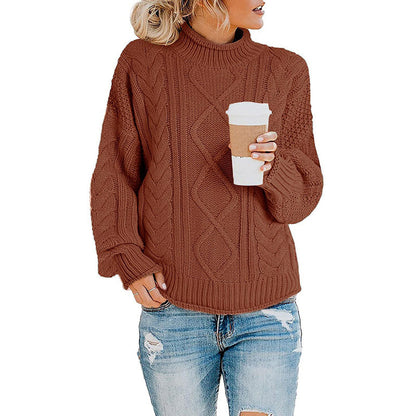 Pull en tricot pour femmes avec col montant et motif de tressage décoratif Chic und Stil