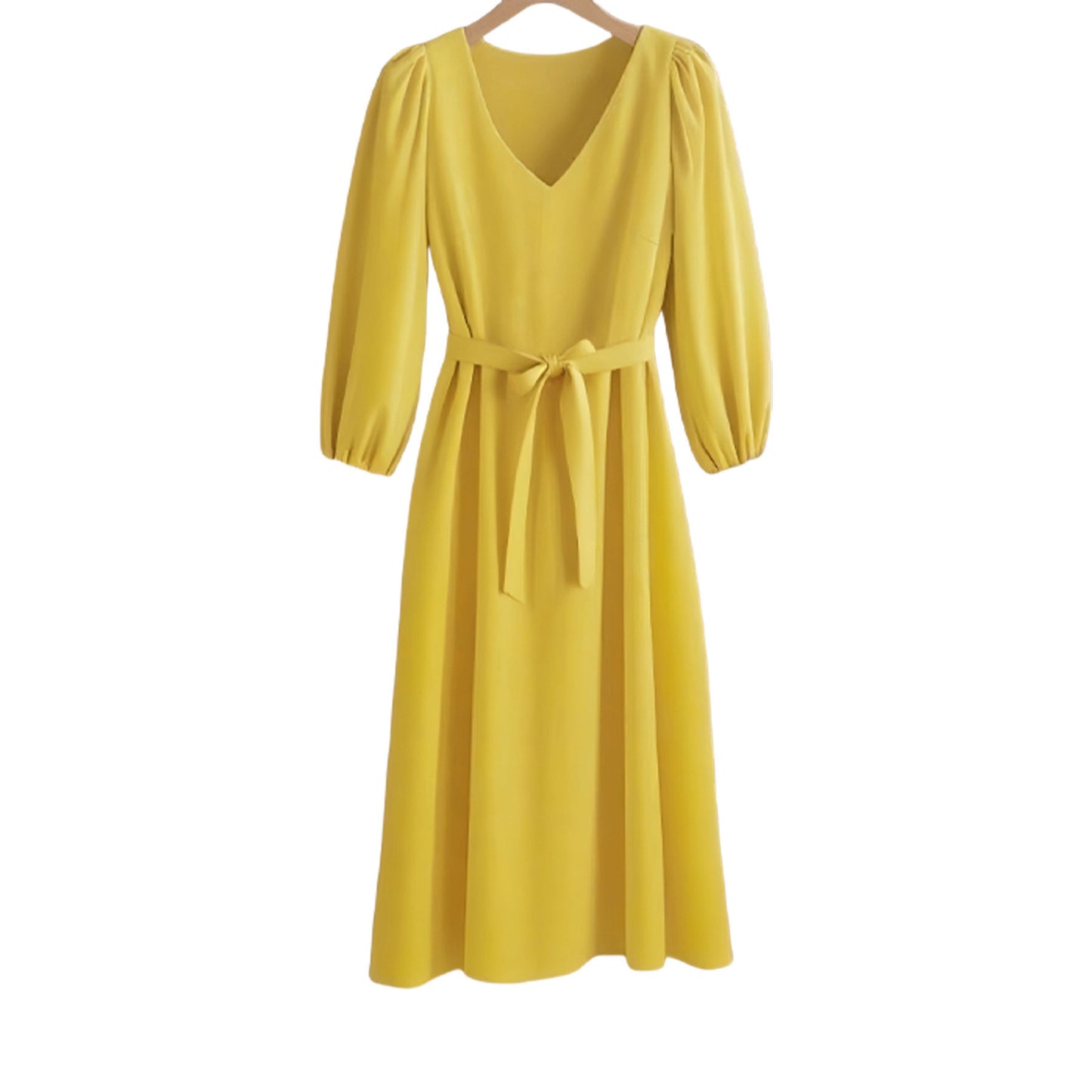 Robe maxi femme avec décolleté en V et élégantes manches bouffantes Chic und Stil