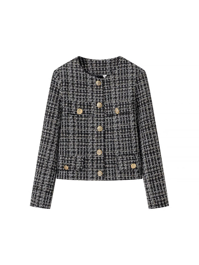 Dames élégante veste en tweed avec boutons dorés Chic und Stil
