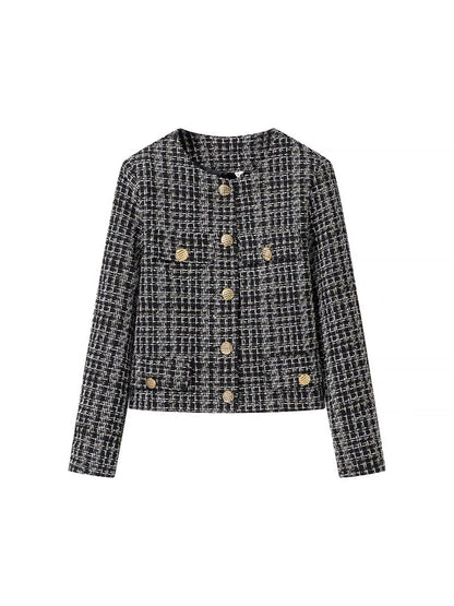 Dames élégante veste en tweed avec boutons dorés Chic und Stil