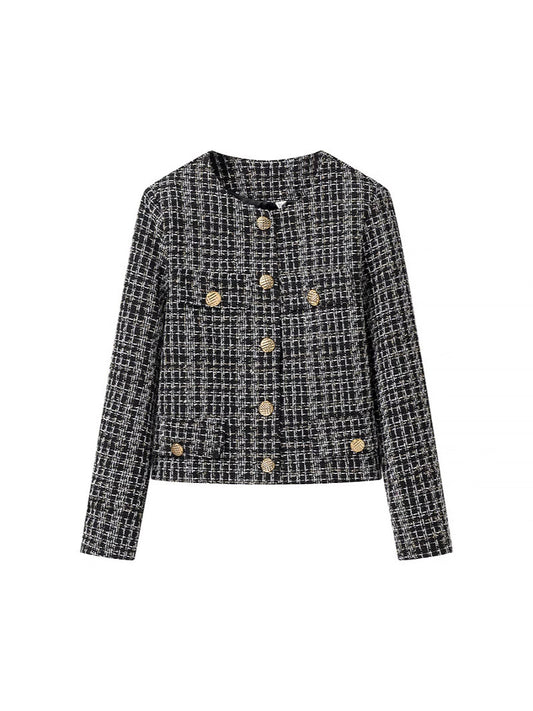 Dames élégante veste en tweed avec boutons dorés Chic und Stil