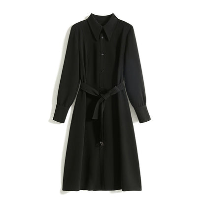 Robe chemise mi-longue élégante pour femmes avec ceinture à nouer Chic und Stil