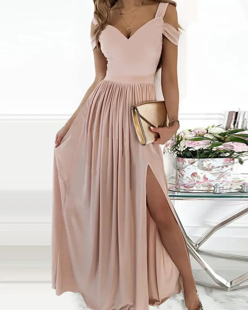 Robe maxi pour femme avec design sans épaules et fente raffinée Chic und Stil