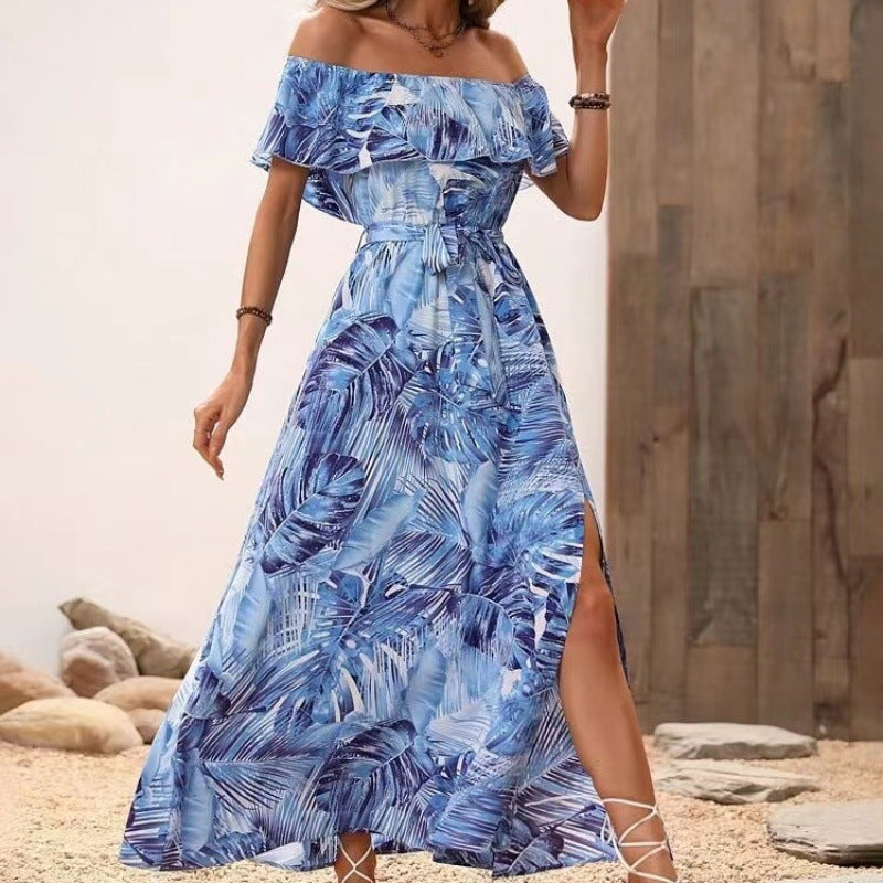Robe maxi florale à épaules dénudées pour dames Chic und Stil