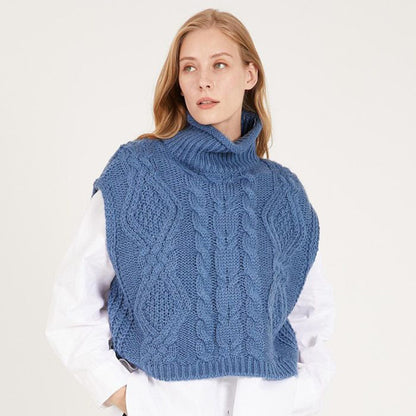 Pull en tricot tendance pour femmes avec col haut et motif en torsades Chic und Stil