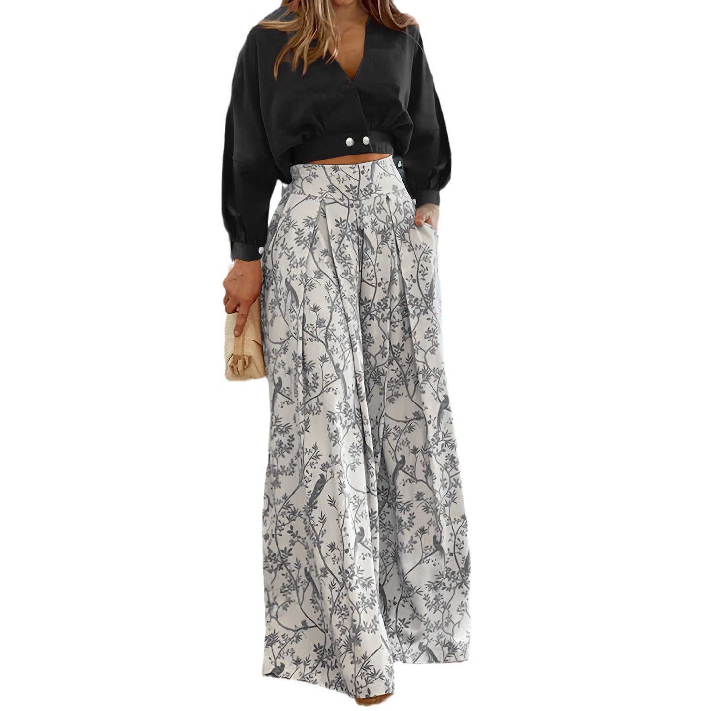 Dames Ensemble élégant et à la mode avec un pantalon à larges découpes Chic und Stil