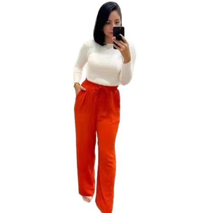 Wide leisure pants for women with elastic waistband and practical drawstring Chic and Style
