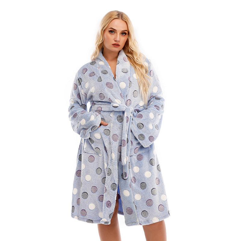 Dames Robe de nuit douillette à pois Chic und Stil