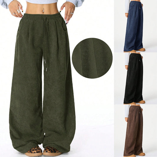 Wide corduroy pants for women with elastic waistband Chic und Stil