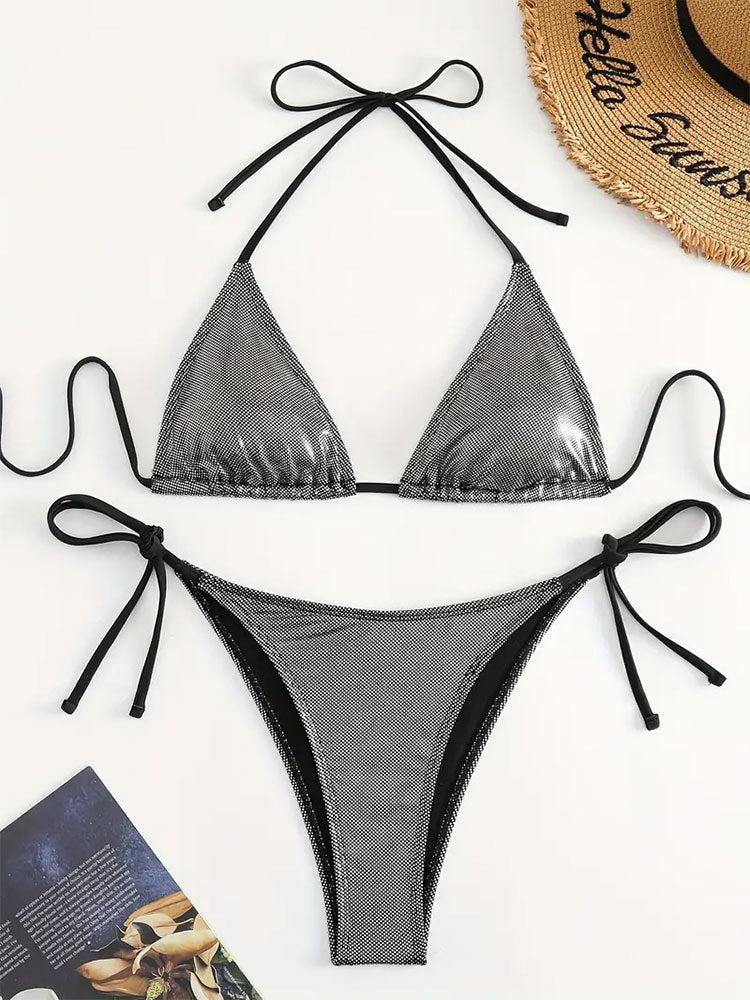 Women Sparkling Triangle Bikini Set Chic and Style