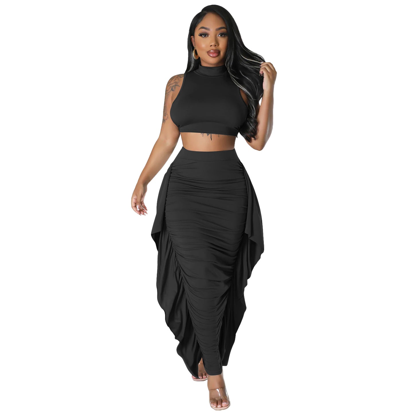 High Waist Bodycon Dress and Crop Top Set for Women Chic and Stylish