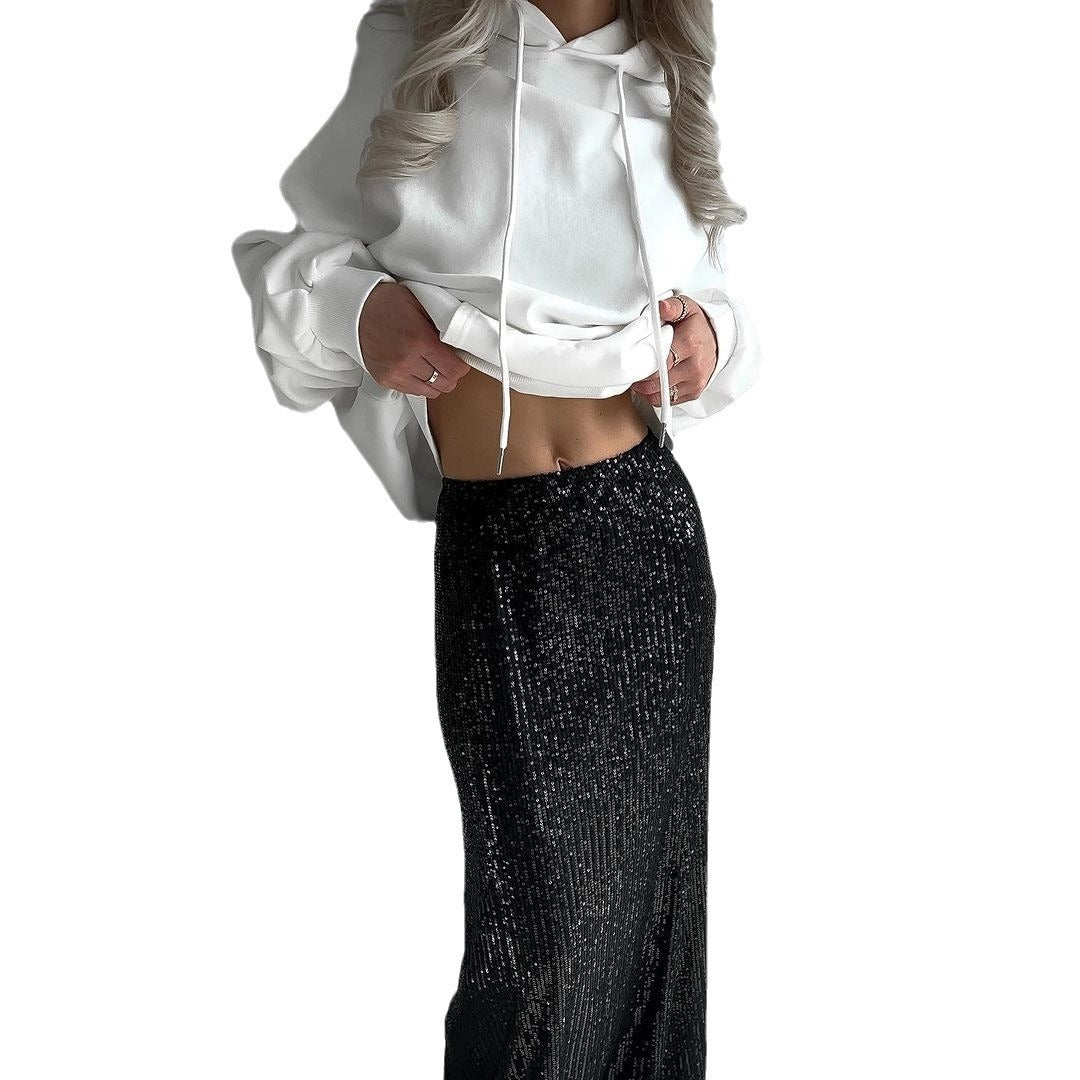 Dame Sweat à capuche oversize avec inscription déclaration Chic und Stil