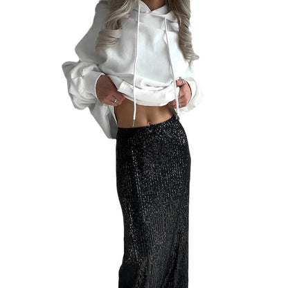 Dame Sweat à capuche oversize avec inscription déclaration Chic und Stil