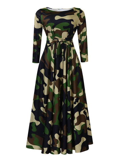Robe maxi pour femmes avec ceinture à la taille et manches longues Chic und Stil