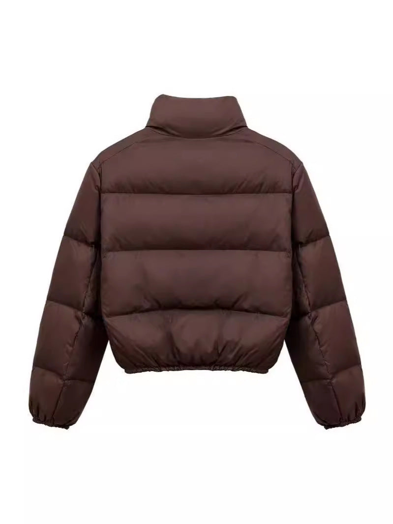 Dames élégante veste courte en doudoune avec col haut et poches pratiques Chic und Stil