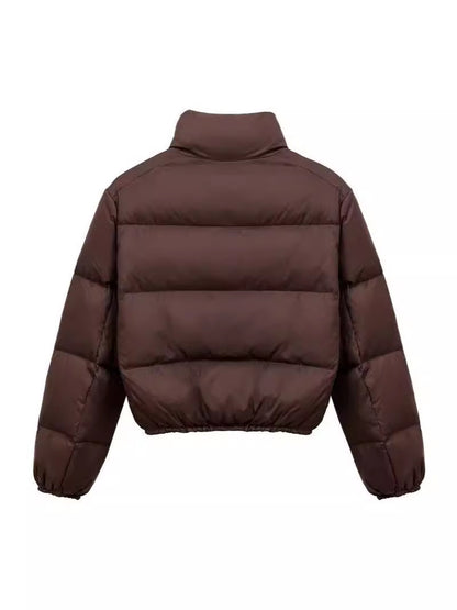 Dames élégante veste courte en doudoune avec col haut et poches pratiques Chic und Stil