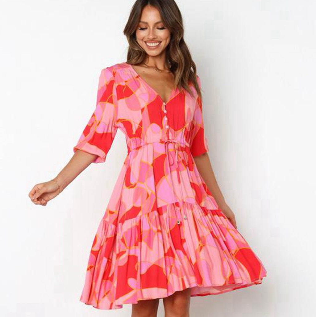 Robe mi-longue fluide pour femmes avec jupe à volants Chic und Stil