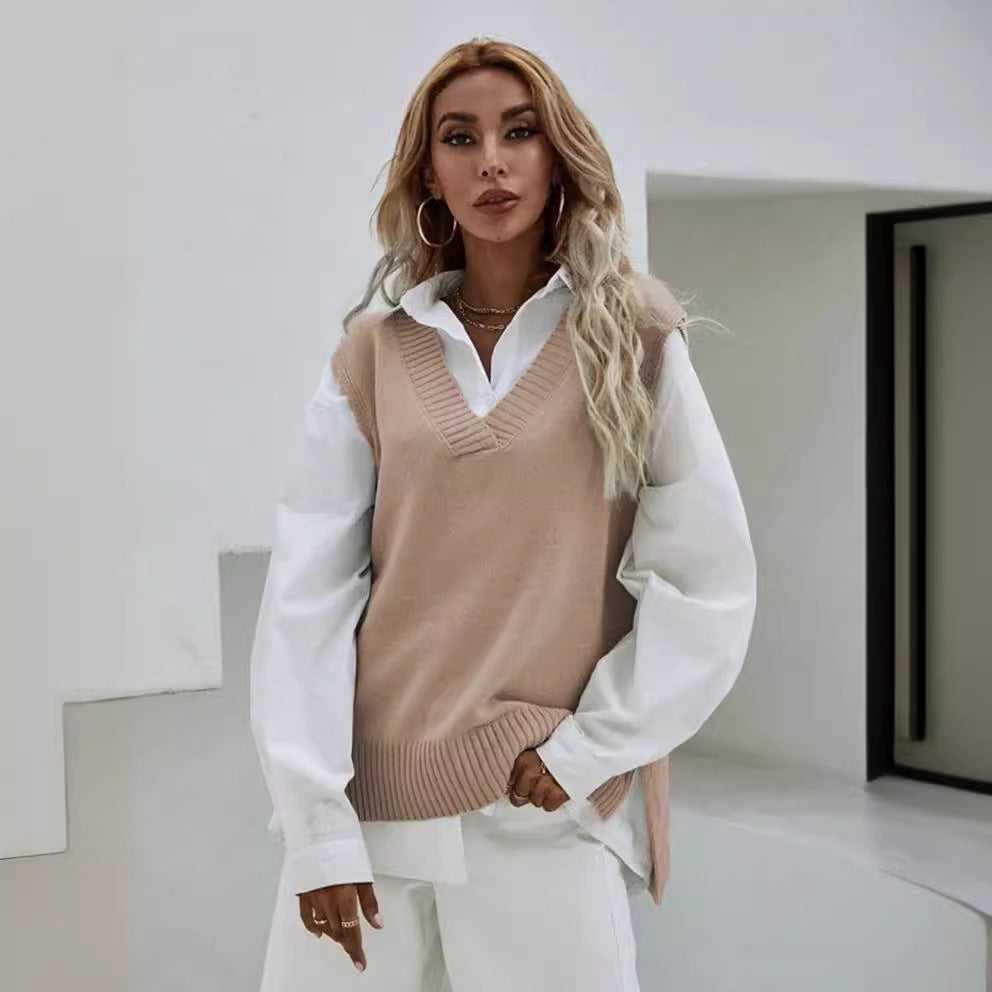 Pull en tricot pour femmes avec décolleté en V et coupe décontractée Chic und Stil